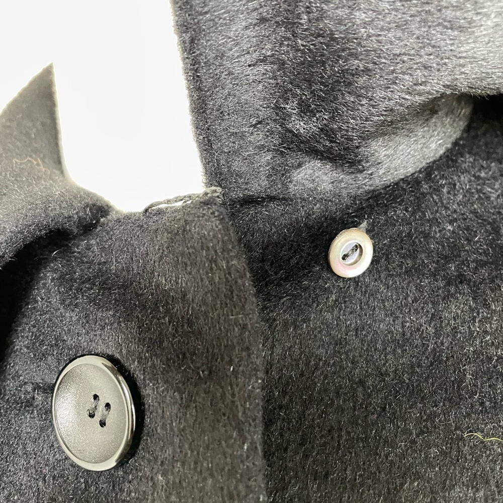 Vintage Seymour Fox Black Wool & Cashmere Bow Accent Button Coat - Picture 14 of 16